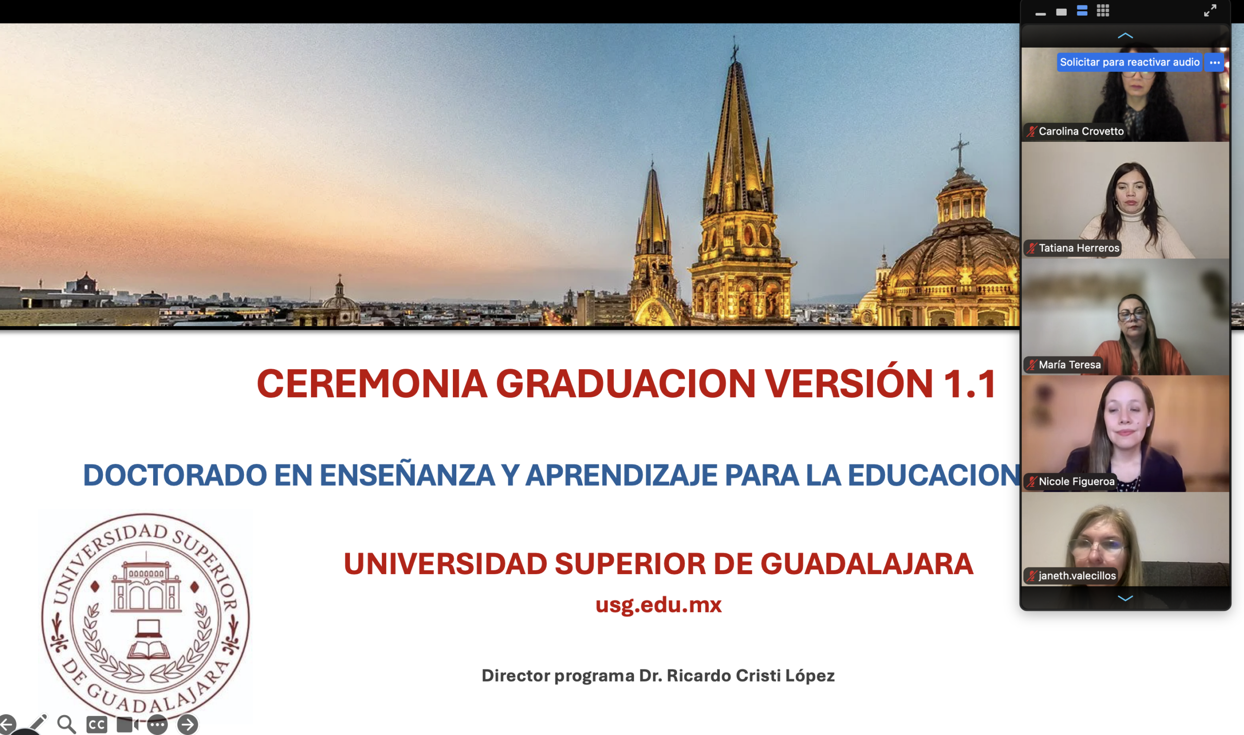 Ceremonia virtual de graduación USG